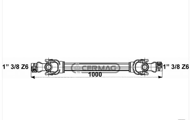 Albero cardanico Eurocardan 6 x 1000, triangolare spinato, omologato CE