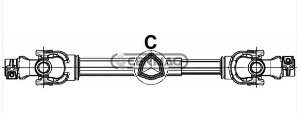 Albero cardanico Eurocardan 6 x 1000, triangolare spinato, omologato CE