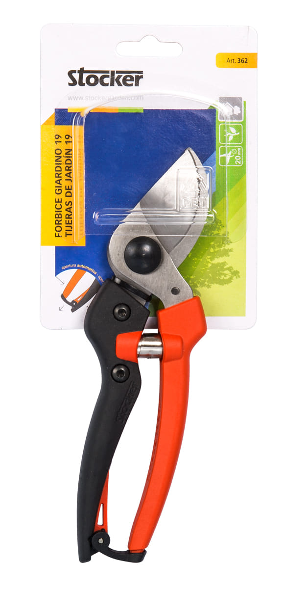 Forbice giardino con taglio passante 19 Stocker Art 322 con diametro di taglio 20mm e peso di 176gr.