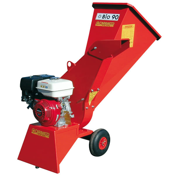 Biotrituratore a scoppio Caravaggi BIO 90 con motore Honda benzina da 8,4HP con diametro di taglio massimo 8,0cm.