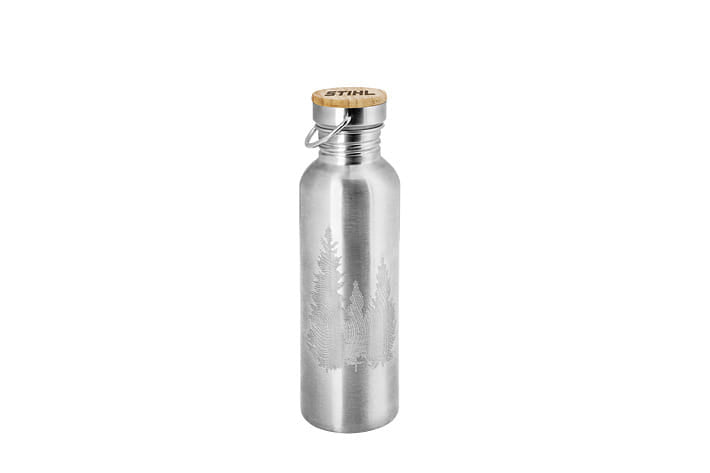 Borraccia Stihl da 750ml in acciaio inox e coperchio in bambu.