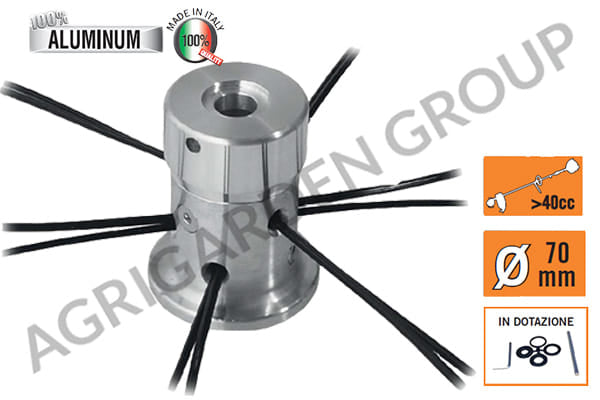 Testina universale multifilo power mulcher, in alluminio tornito per decespugliatore