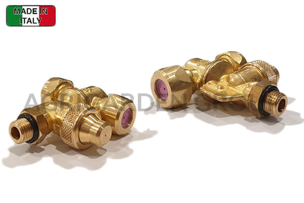 Getto doppio per atomizzatore registrabile in ottone, 1/4" m, antigoccia
