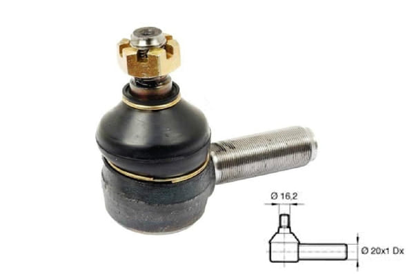 Testina di sterzo diametro filetto 20x1 dx, lunghezza 80 mm per trattore