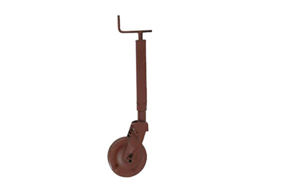 Servotimone per rimorchio agricolo, quadro 70, corsa 250x850 mm, ruota in ferro