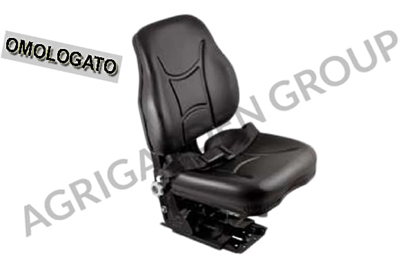 Sedile a base piana omologato con regolazione in altezza con cinture per trattore
