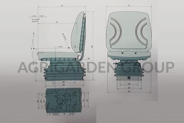 Sedile CE pcv rivestito in tessuto, sospensione pneumatica per trattore, agricoltura