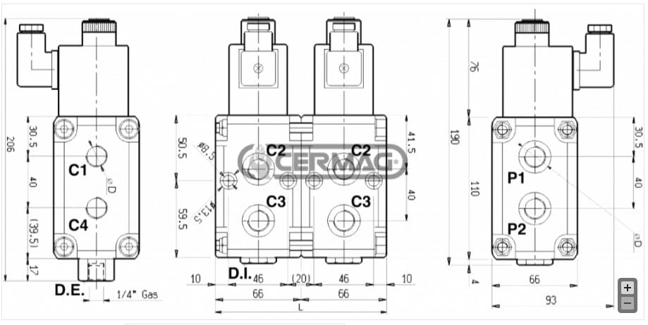 Selettore elettrico a 6 vie serie VS241/F flangiabile