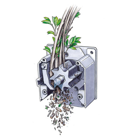 Biotrituratore elettrico Stihl GHE 140 L per uso privato da 2,5kW con diametro di taglio da 40mm.