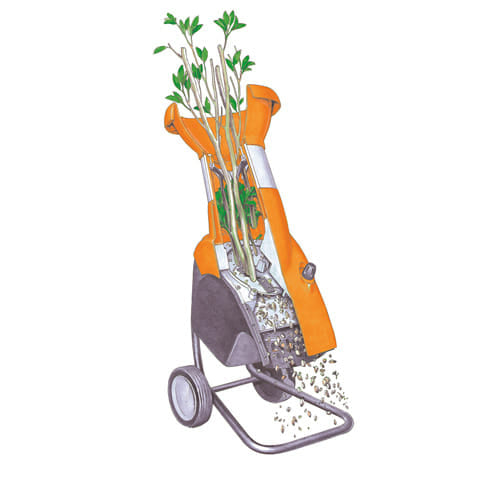 Biotrituratore elettrico Stihl GHE 250 S per uso semi-professionale da 2,5kW con diametro di taglio da 35mm.