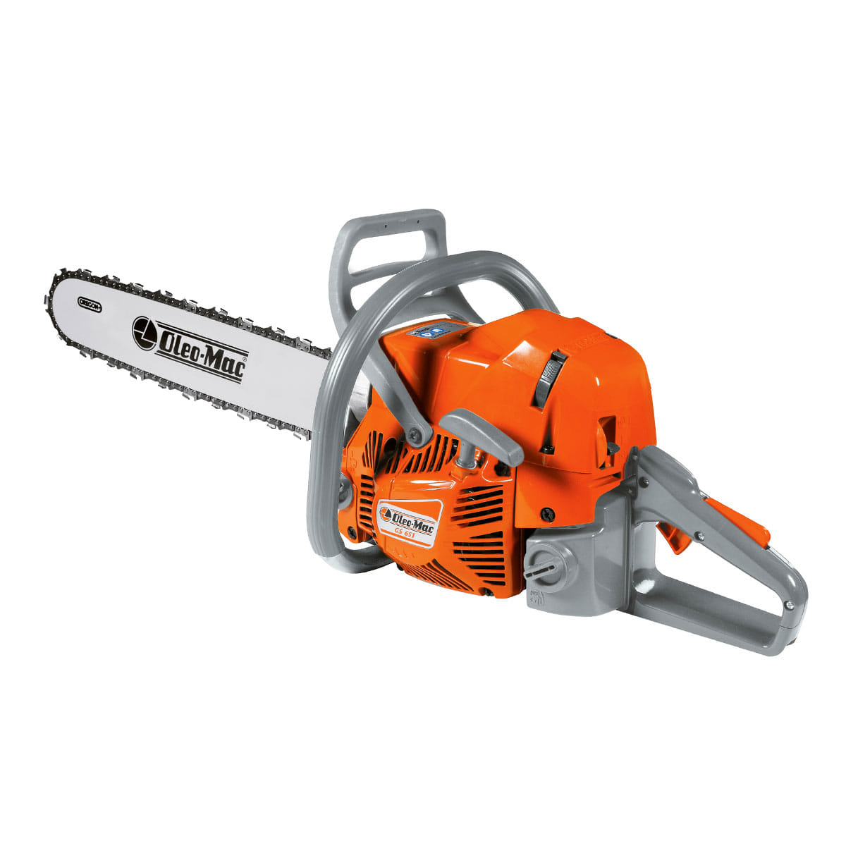 Motosega a scoppio OleoMac GS 651 per uso professionale con motore da 4,7HP e barra da 51cm.