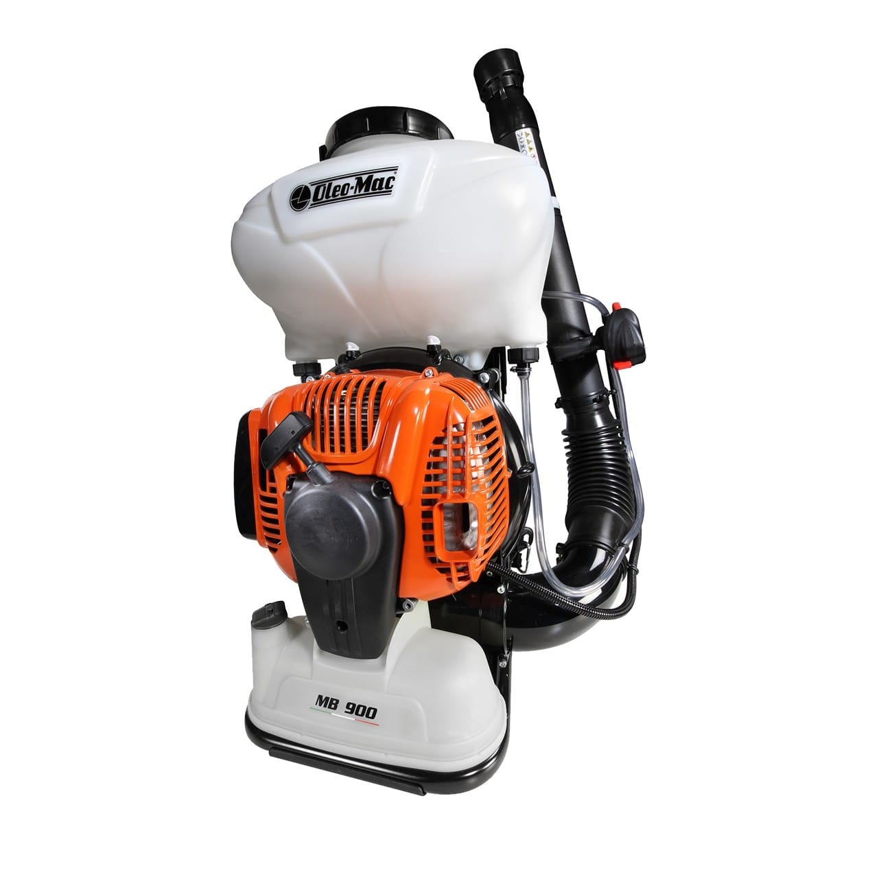 Atomizzatore a spalla a scoppio MB 900 OleoMac con motore da 77cm3 e serbatoio liquidi da 17lt.