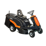 Trattorino rasaerba Rider con raccolta OleoMac Mistral 72/12,5 K H con motore da 413cm3 e larghezza di taglio da 72cm.