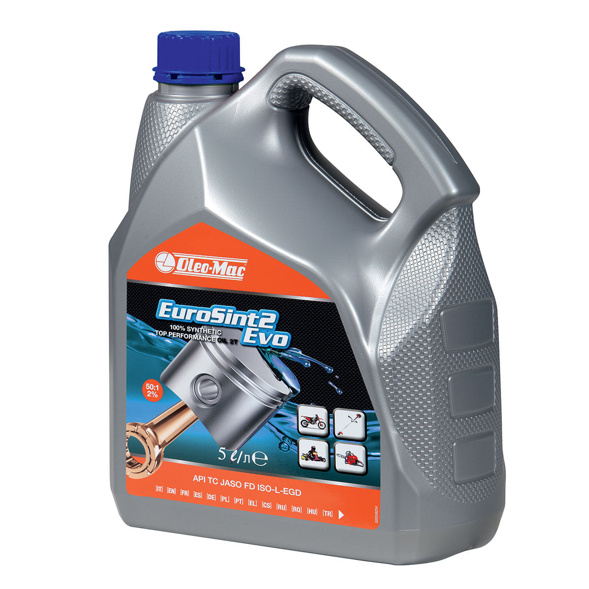 Olio EUROSINT 2 EVO OLEOMAC 5l a base sintetica per motore a 2 tempi