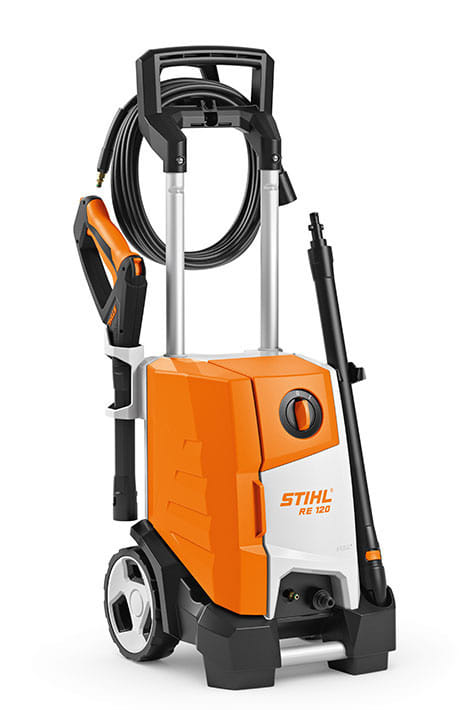 Idropulitrice elettrica Stihl RE 120 potente e robusta con una pressione di 125 bar.