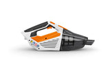 Aspirapolvere a batteria portatile Stihl SEA 20 fornito con batteria e caricatore.
