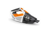 Aspirapolvere a batteria portatile Stihl SEA 20 fornito con batteria e caricatore.