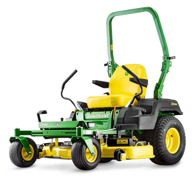 Trattorino rasaerba a scarico laterale John Deere Z515 E a sterzata zero da 708cm3 con piatto di taglio da 122cm.